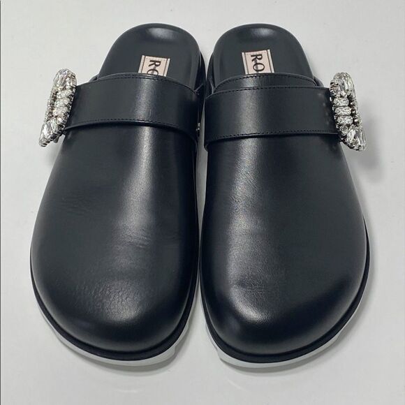 Roger Vivier Slidy Crystal-buckled Leather Backless Loafers size 37 - Picture 4 of 14